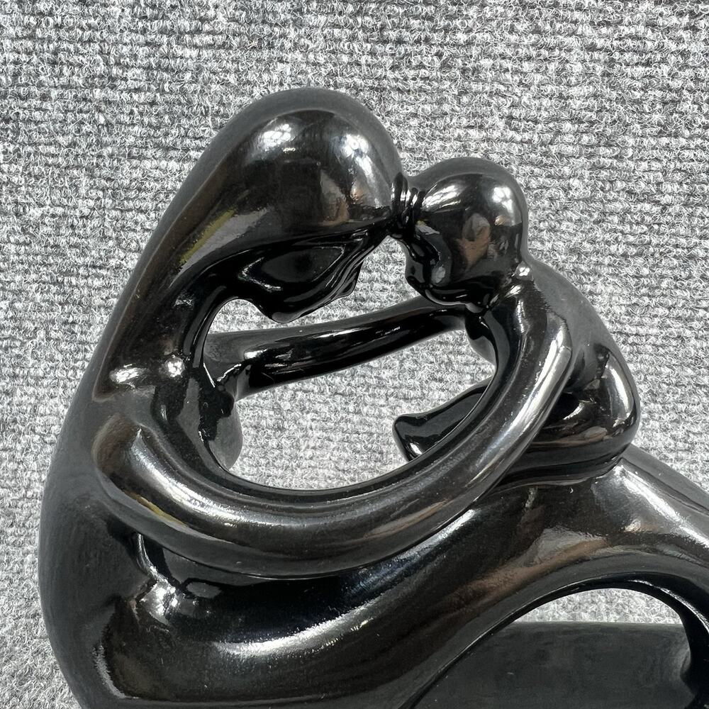 Vintage Mother Child Black Resin Sculpture Modern Art Figurine Made in Thailand - Picture 2 of 12